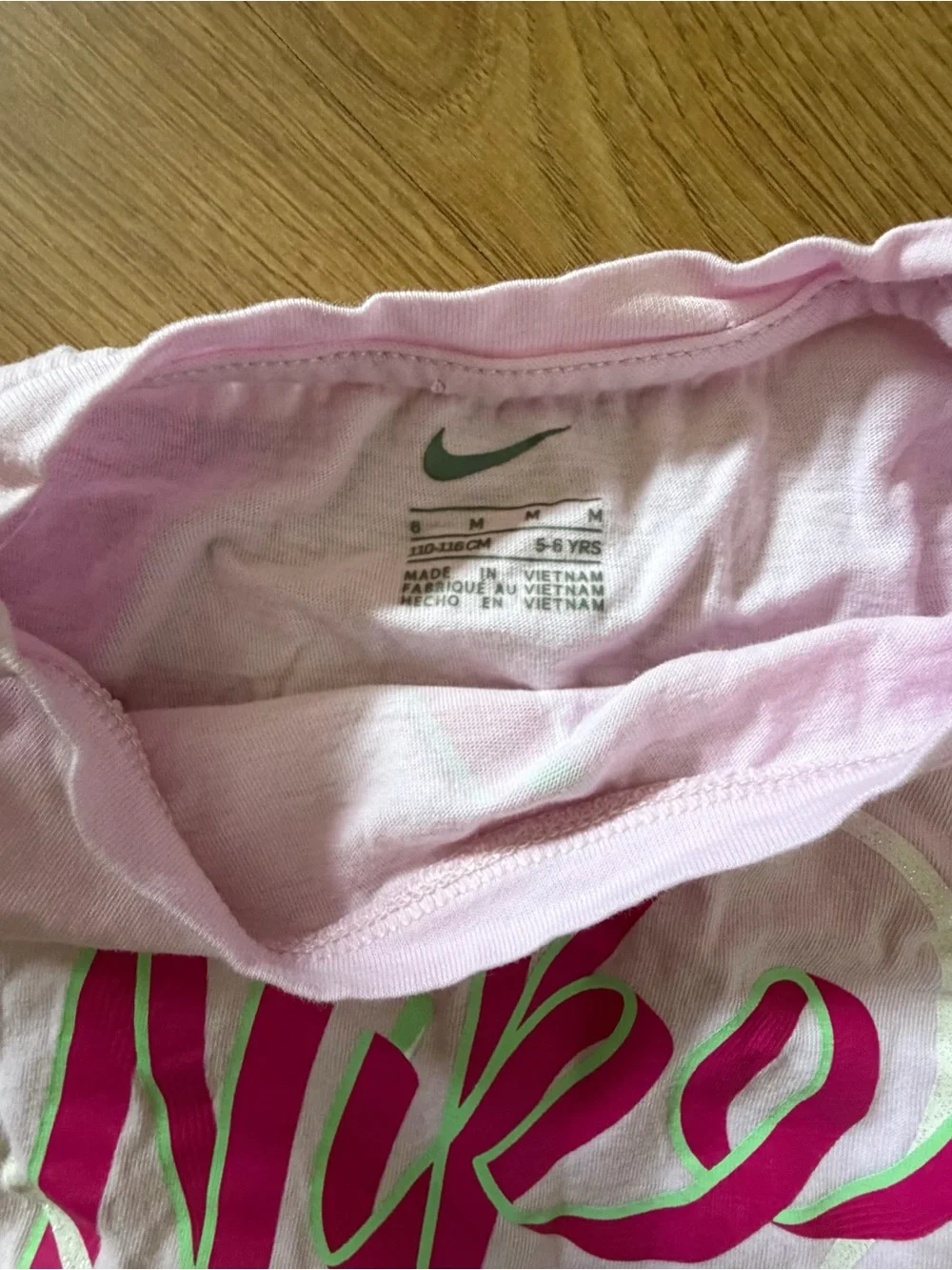 Nike Pink Girls' Short Sleeve Tee with Fuchsia Script